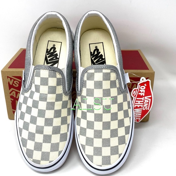 VANS Slip On Checkerboard Silver Women’s - Picture 6 of 8